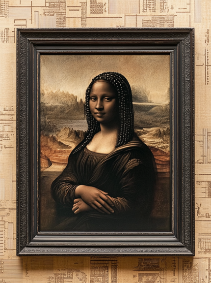 An African Mona Lisa generated by AI. (Generated using MidJourney)
